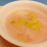 簡単(^^)白菜と桜エビのアーモンドミルクスープ♪